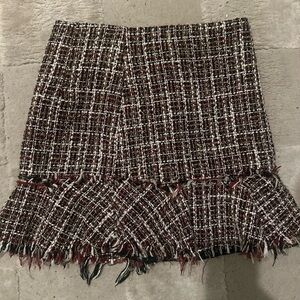 Zara Tweed Mini Skirt - Red black and White